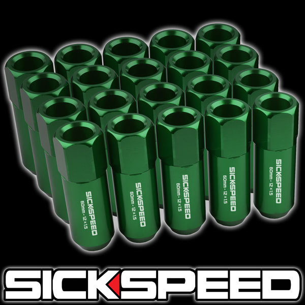 SICKSPEED グリーン P1.5 60mm 20本 ロングナット 貫通 JDM USDM シックスピード スタンス ロックナット レクサス トヨタ ホンダ 緑_画像1