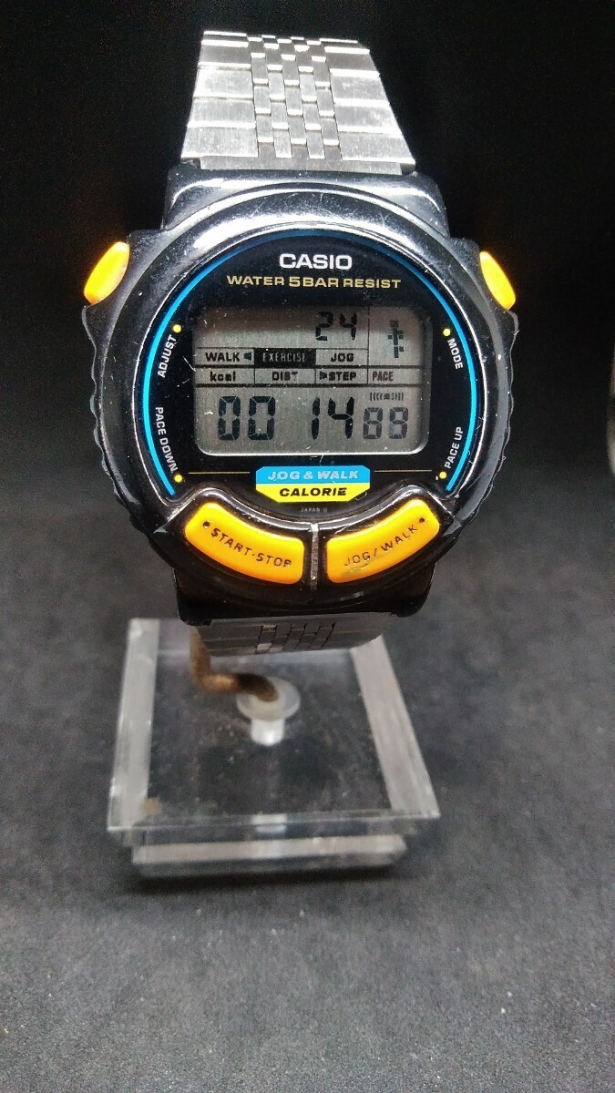 【激レア！80年代】CASIO カシオ SPORTGEAR JOG&CALORIE JC-11 ジョグ&カロリー ペースメーカー 消費カロリー 距離歩数計 稼動 ジャンク扱_画像5