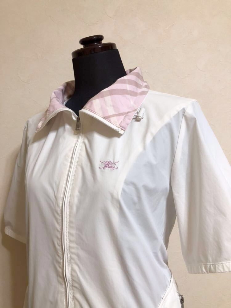 [ прекрасный товар ] BURBERRY GOLF Burberry Golf окно жакет одежда tops размер M короткий рукав белый три . association BGP54-803-01