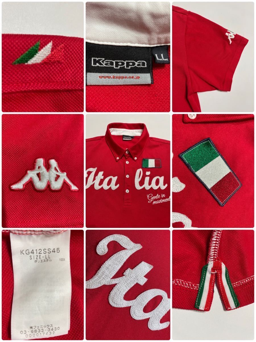 kappa ITALIA GOLF Kappa Италия Golf одежда кнопка down dry олень. . рубашка-поло tops размер LL короткий рукав красный KG412SS45