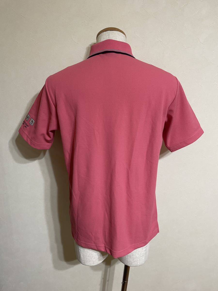 【美品】 Munsingwear golf マンシングウェア ゴルフ ドライ 鹿の子 ポロシャツ トップス サイズM 半袖 ピンク VG1500デサント製_画像2