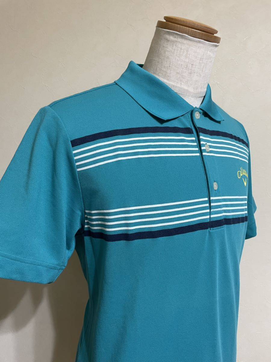 【美品】 callaway golf キャロウェイ ゴルフ ウェア 鹿の子 ポロシャツ ボーダー トップス サイズ3L 半袖 エメグリ 241-151685_画像9