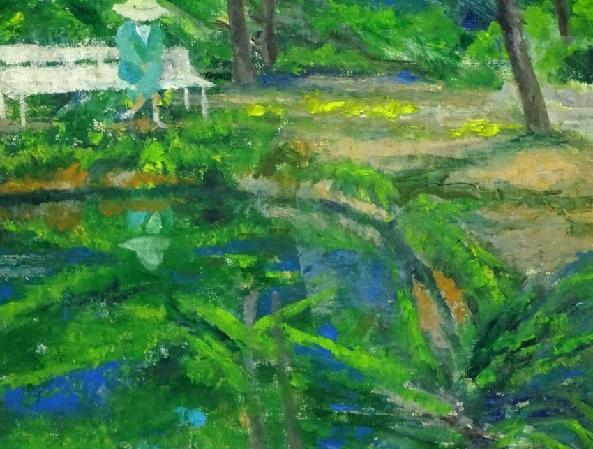緑屋f■ 額装 北山恒則 油彩 「一人静かに」 油絵 F8 日本美術家連盟会会員 i2m/4-497/31-2#160の画像3