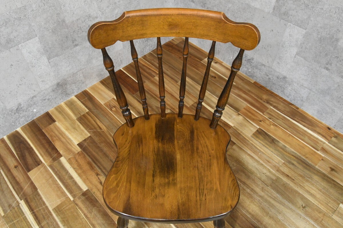 PB4CK80c 飛騨産業 HIDA キツツキ ダイニングチェア 2脚セット 無垢材 ウィンザーチェア 無垢材 飛騨の家具 ブナ材 アームレス 食卓椅子の画像6
