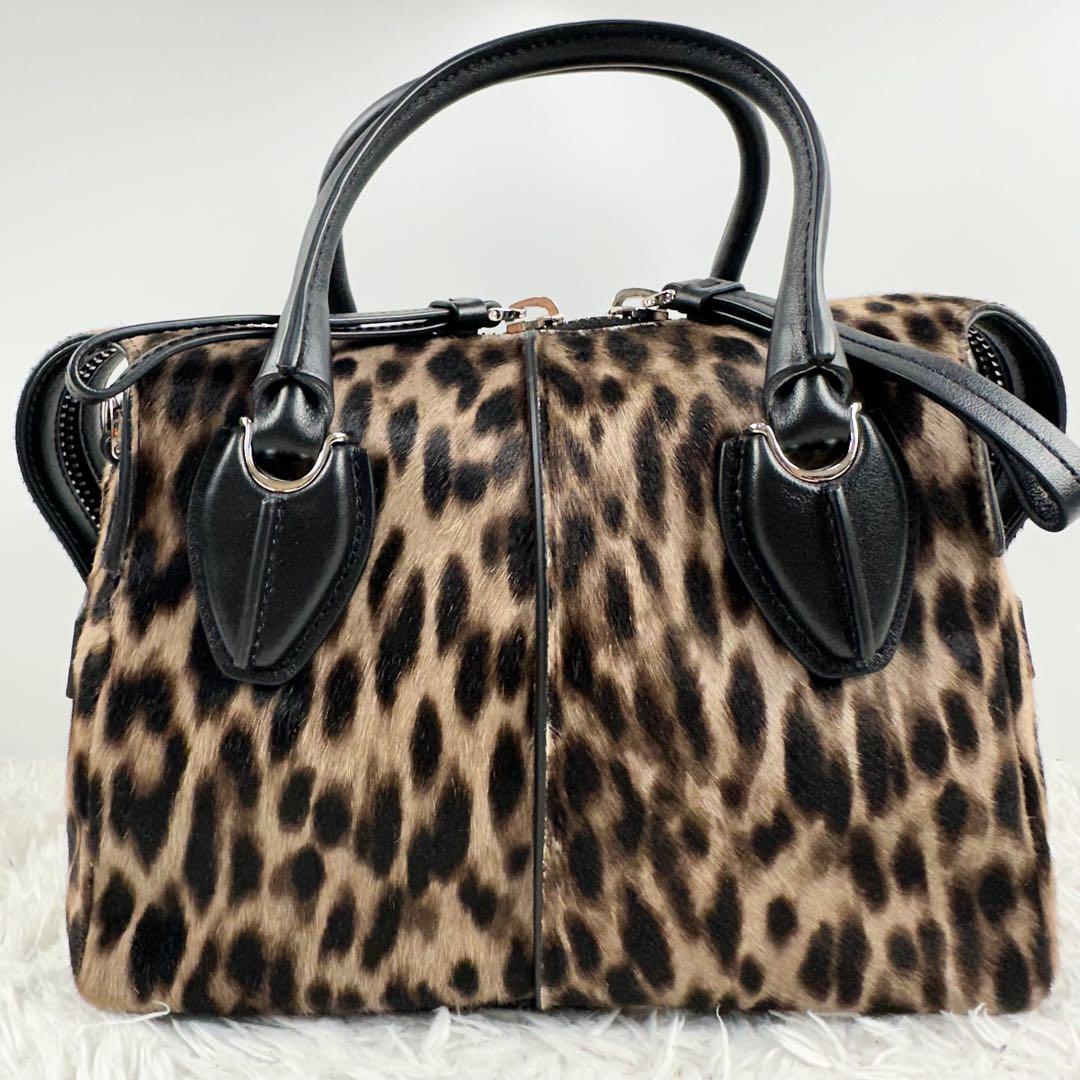 1 иен не использовался Tod's D стиль кольцо маленький - lako сумка на плечо ручная сумочка большая сумка 2way кожа Leopard леопардовая расцветка 