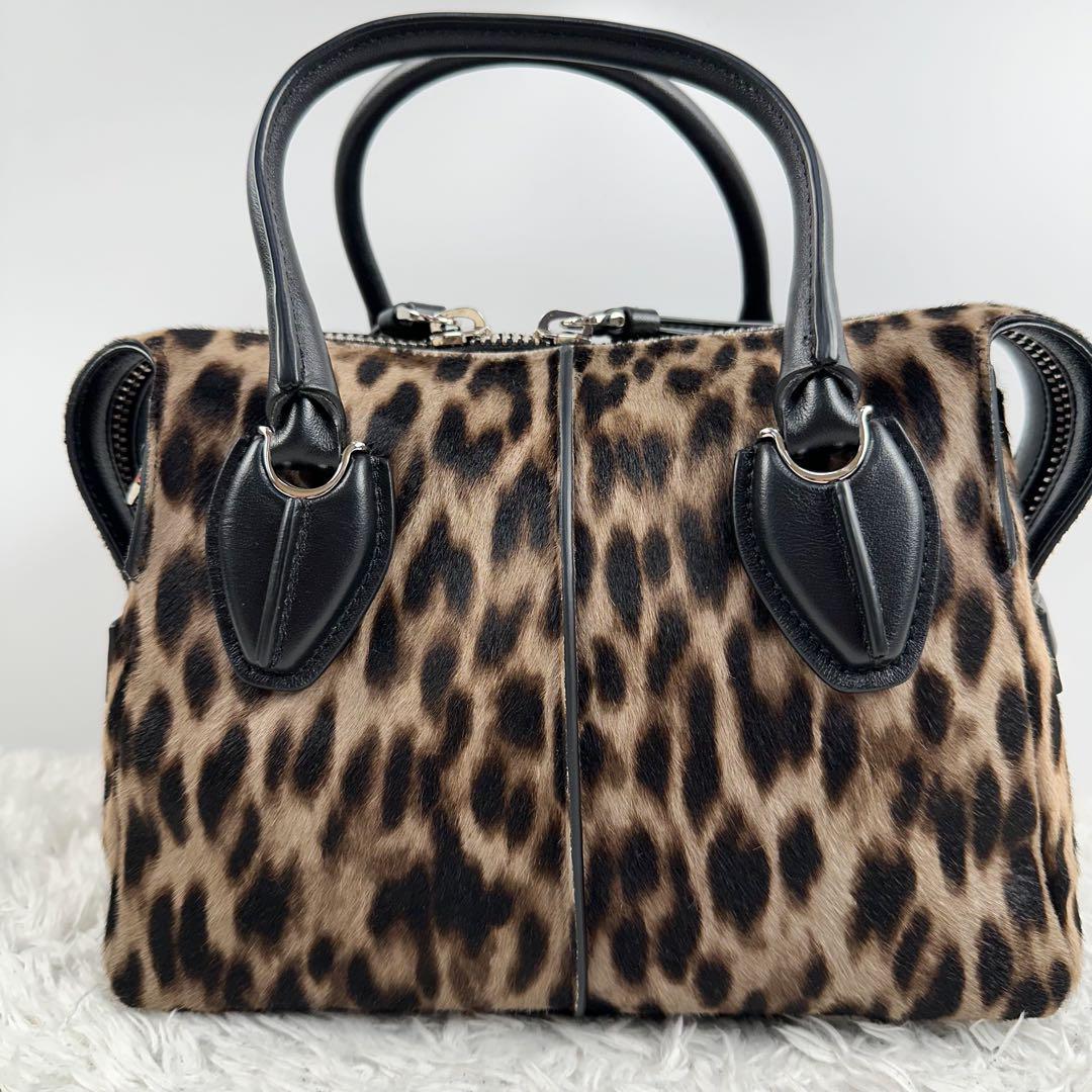 1 иен не использовался Tod's D стиль кольцо маленький - lako сумка на плечо ручная сумочка большая сумка 2way кожа Leopard леопардовая расцветка 