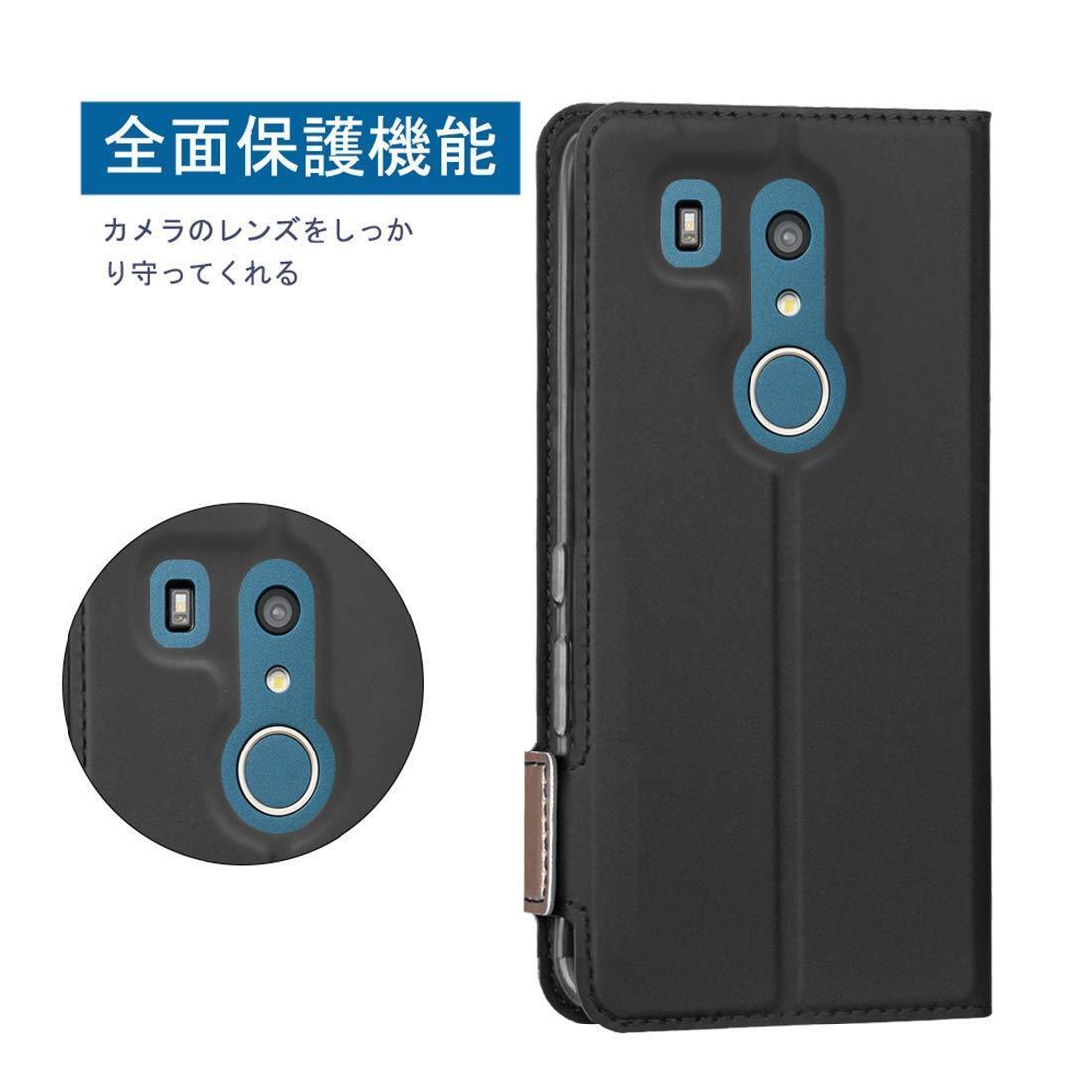 【送料無料】arrows Be3 F-02L 用 スマホケース 手帳型ケース カバー　ツートンカラー ストラップ付き　ブラック＆ゴールド_画像4