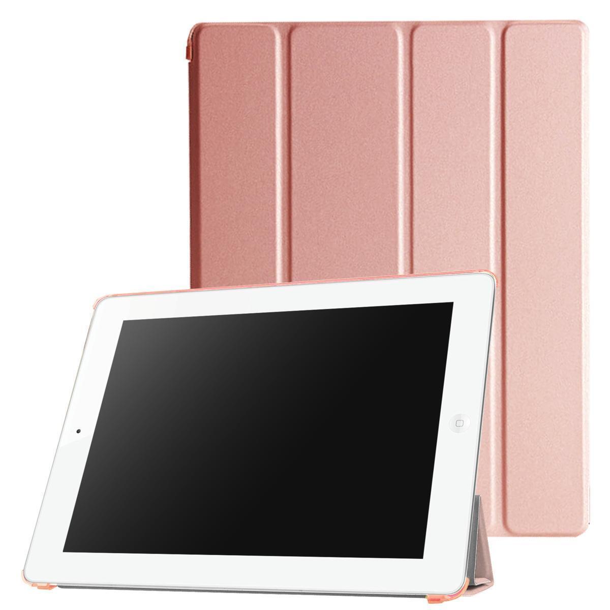 iPad ケース iPad 2/3/4世代（9.7inch) 兼用 三つ折スマートカバー PUレザー アイパッド ケース スタンド機能 ローズゴールド_画像1