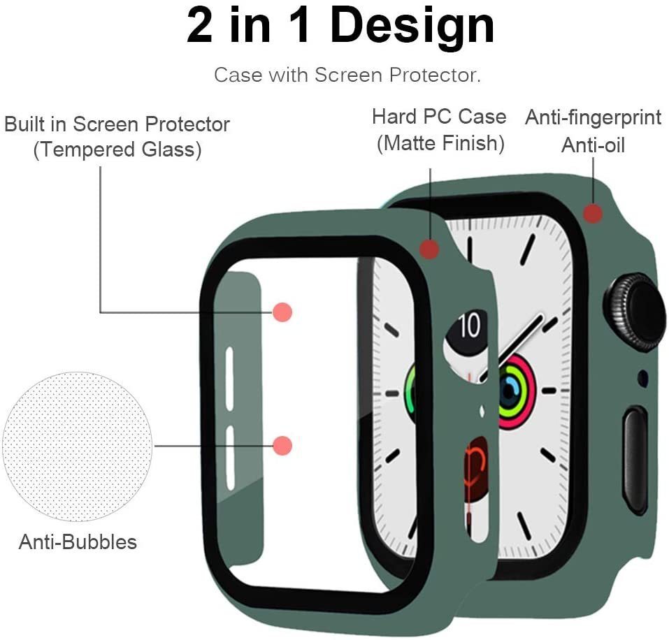 AppleWatch Serise 7 ケース 41mm ケース アップルウォッチ保護ケース ガラスフィルム 一体型 アップルウォッチカバー 41mm ダークグリーン_画像2