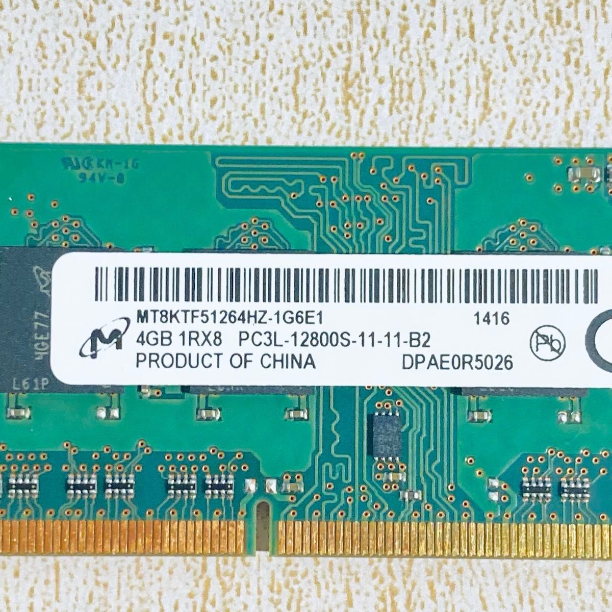 Micron ノートPC用 メモリ DDR3 1GB PC3L-12800S MT8KTF51264HZ-1G6E1