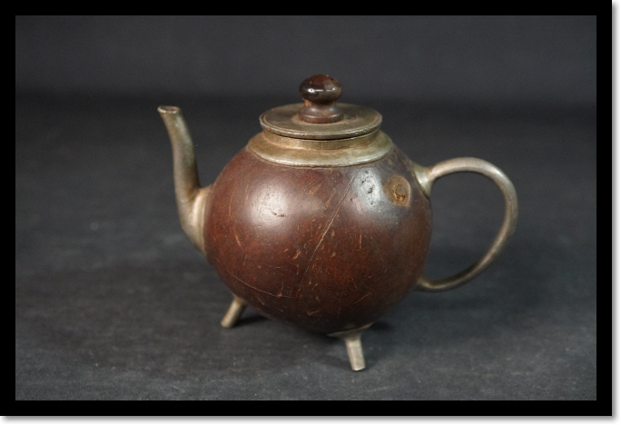 急須 古渡 錫製 ココナツ 椰子の実 煎茶道具 茶道具 時代 古玩 金属工芸品 骨董  古美術の画像2