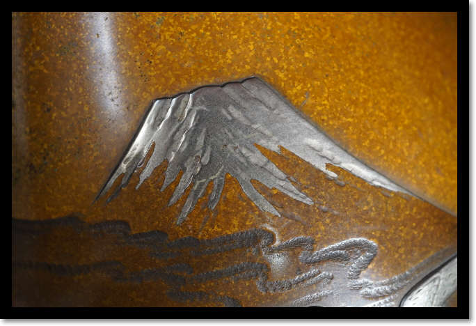 銅器 花瓶 銀象嵌 金工 在銘 富士に鶴 縁起物 床飾り 花器 華道 ２、５ｋｇの画像10