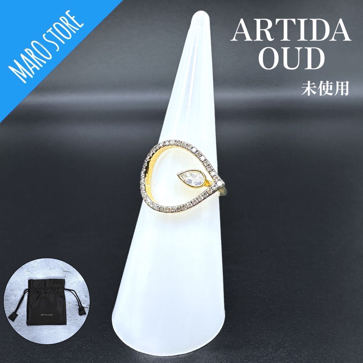 【未使用】ARTIDA OUD lotus レインボームーンストーン フラワー ダイヤモンド リング