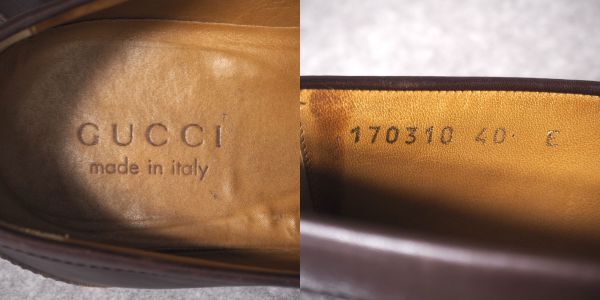  Gucci GUCCI 4-ZC135 с коробкой GG рисунок Brown кожа обувь Loafer Италия производства 40E темно-коричневый 40 мужской 