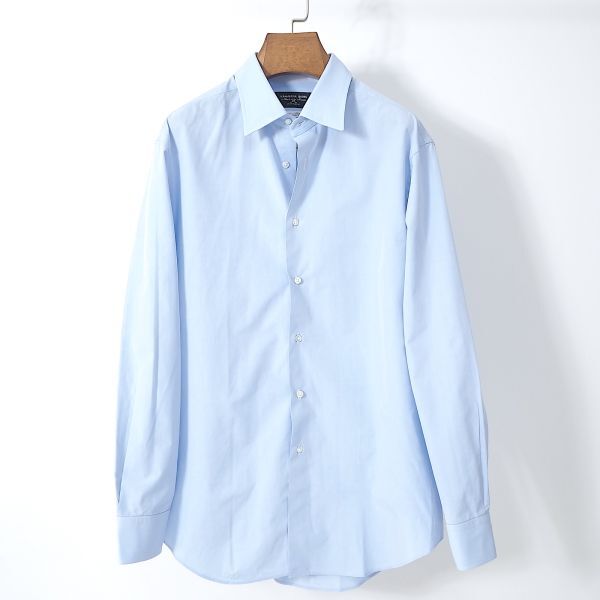 【美品】 鎌倉シャツ KAMAKURA SHIRTS 3-YL176 コットン 長袖 シャツ Yシャツ 高級 ブルー XL相当 メンズ 　_画像1