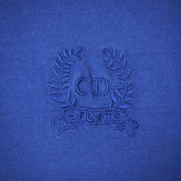 クリスチャンディオール Christian Dior 4-TD045 コットン ロゴ刺繍 長袖 ポロシャツ ブルー L メンズ_画像3