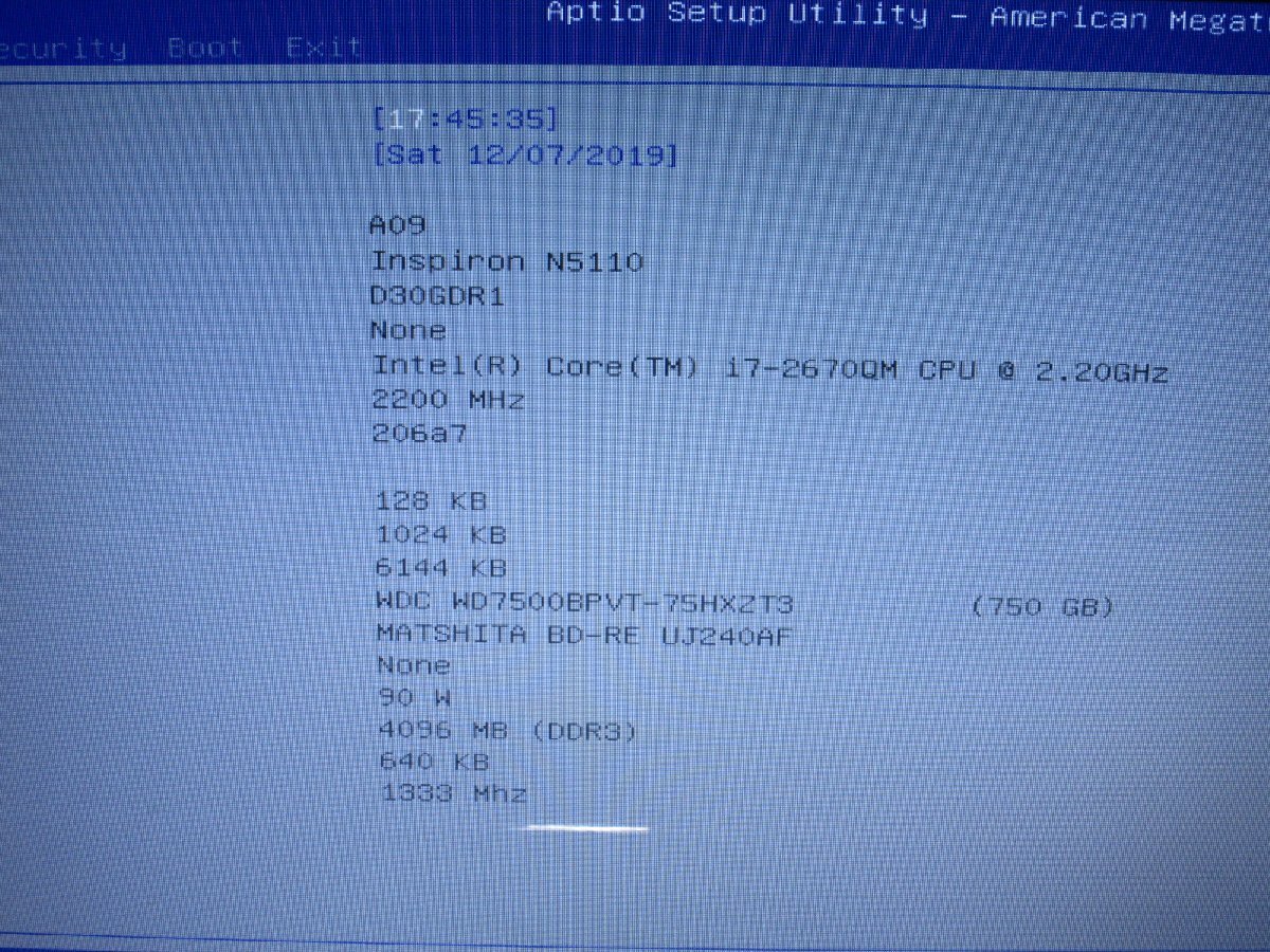 DELL Inspiron N5110【Core i7 2670QM】 【Windows7世代のPC】 ブルーレイ 電源投入可 USB3.0 HDMI ジャンク 送料無料 1円～ [89060]の画像2