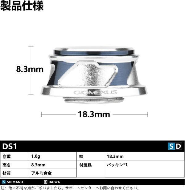 正規品 ゴメクサス シルバーブルー ハンドルスクリューキャップ スピニングリール シマノ ダイワ ステラ ソアレ ツインパワー ナスキー_画像2