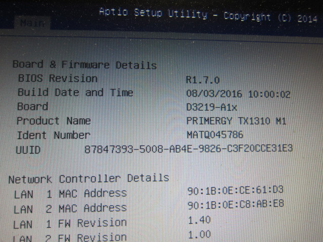富士通 PRIMERGY TX1310 M1 PYT1311ZUX Celeron G1820/2.7Ghz/4GB/HDD500GB×2/BIOS起動確認済み/リカバリ無_画像7
