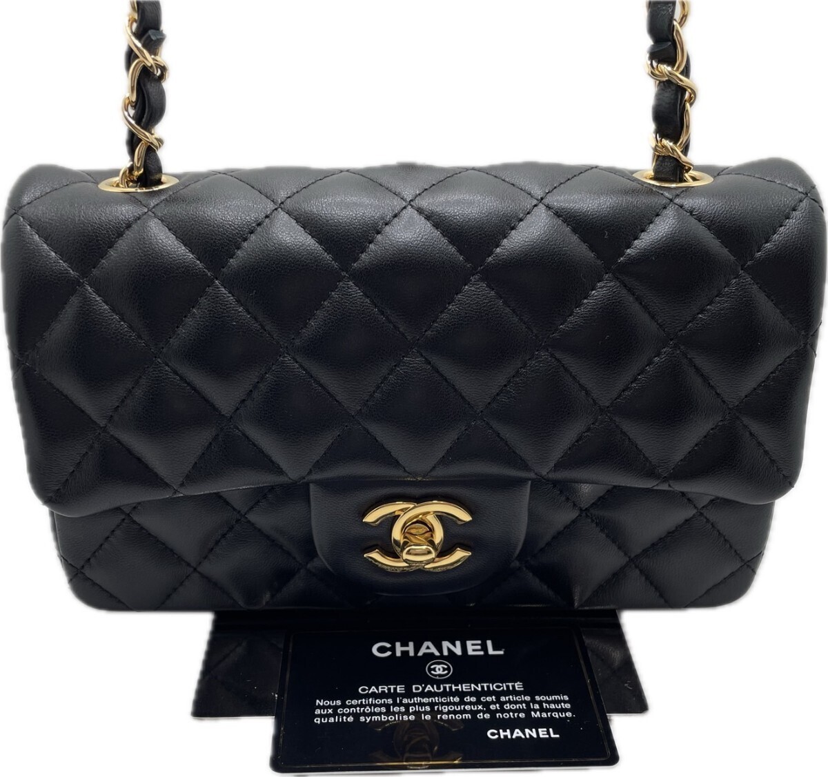 シャネル CHANEL チェーンショルダーバッグ ブラック ゴールド金具　商品管理番号120555_画像1