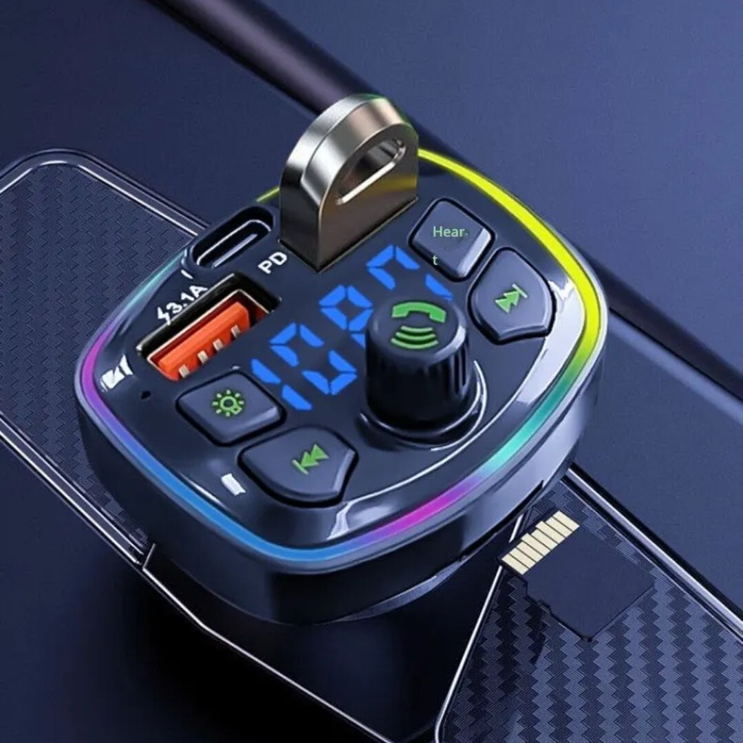 ■送料無料 Bluetooth FMトランスミッター Q7 音楽再生 USB充電ポート2つ ハンズフリー スマホ シガーソケット MicroSDカード の画像6