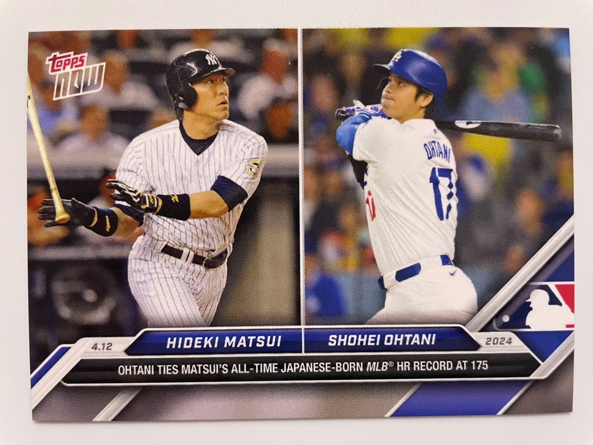 topps now 大谷 翔平選手 松井 秀喜氏のMLB本塁打記録175本に並ぶ記念のコラボカード