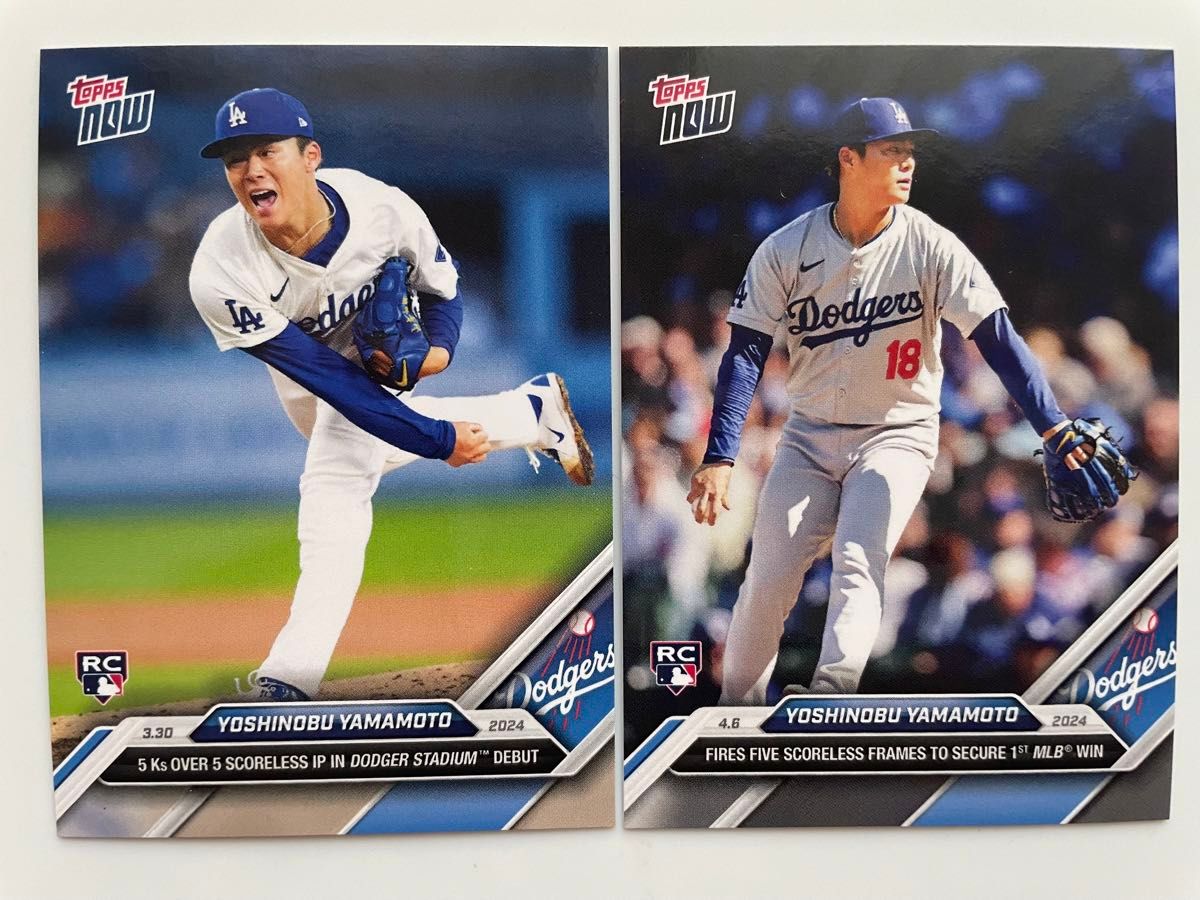 topps now 山本 由伸投手 ドジャースタジアム 【初登板】【初勝利】記念カード 2枚セット