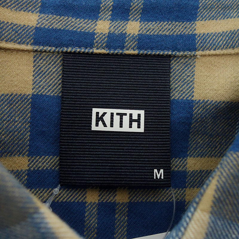 KITH Ludlow Button Down チェック 長袖 シャツ ブルー/ベージュ メンズMの画像3