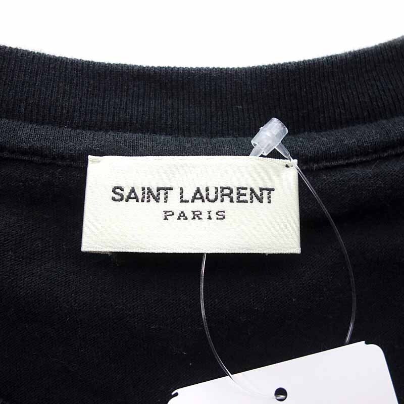 【PRICE DOWN】SAINT LAURENT PARIS 18SS オーバーサイズ シグネチャー ロゴプリント 半袖 カットソー Tシャツ ブラック メンズXSの画像3