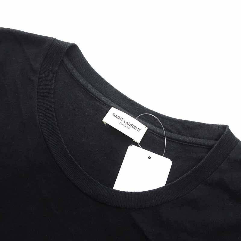 【PRICE DOWN】SAINT LAURENT PARIS 18SS オーバーサイズ シグネチャー ロゴプリント 半袖 カットソー Tシャツ ブラック メンズXSの画像6