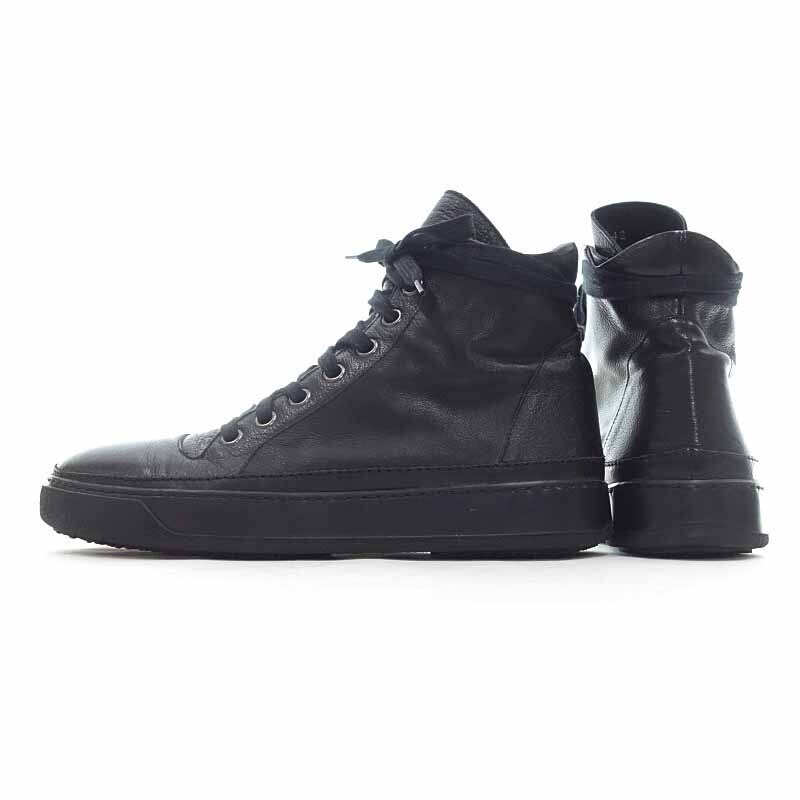 【特別価格】MASNADA HIGH TOP SNEAKER レザースニーカー MOULDY BLACK ブラック メンズ42の画像2