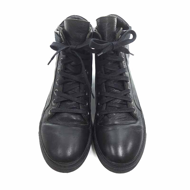 【特別価格】MASNADA HIGH TOP SNEAKER レザースニーカー MOULDY BLACK ブラック メンズ42の画像6