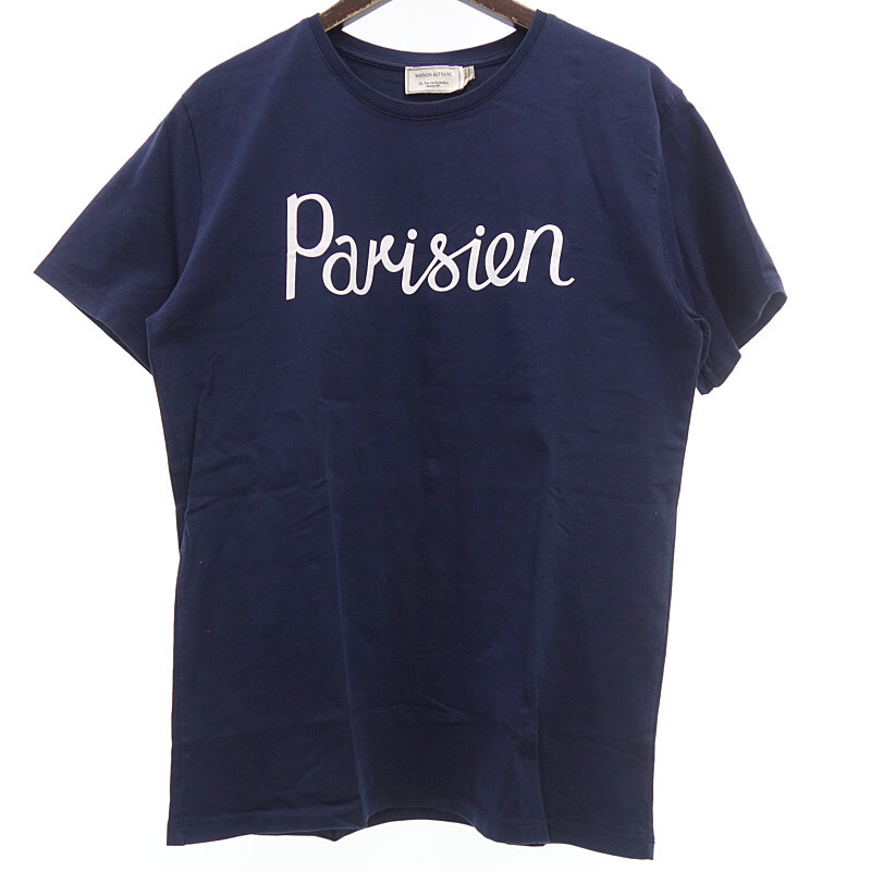 【特別価格】MAISON KITSUNE Parisien パリジャン プリント 半袖 Tシャツ ネイビー メンズMの画像1
