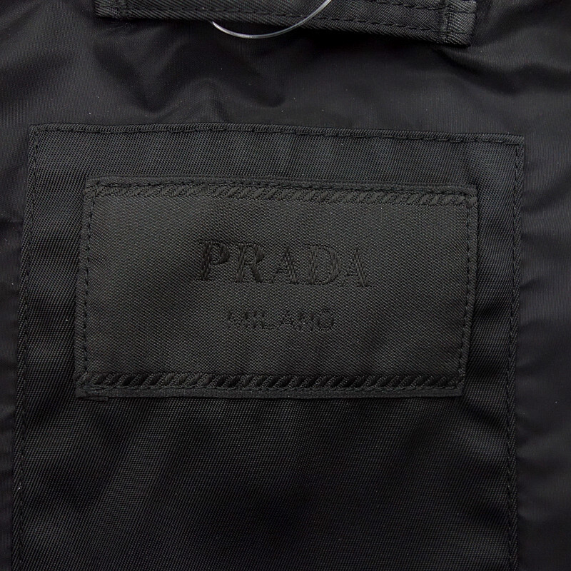 【特別価格】PRADA SGB436 三角プレート ロゴ フード ナイロン コート ブラック メンズ44_画像3
