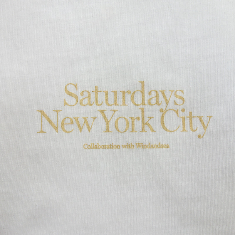 【特別価格】WIND AND SEA × Saturdays NYC ロゴプリント 半袖 Tシャツ ホワイト メンズMの画像7