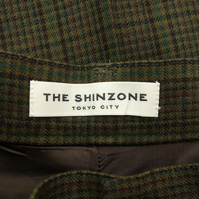 【特別価格】/THE SHINZONE フレア チェック スラックス パンツ カーキ レディース34_画像3