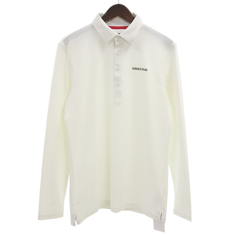 【PRICE DOWN】BRIEFING GOLF MS BASIC LS SHIRTS ゴルフ 長袖 ポロ シャツ ホワイト メンズMの画像1