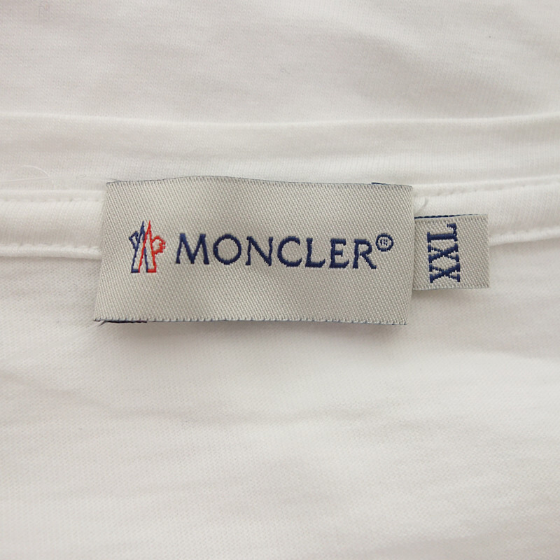 MONCLER トリコロール ライン ポケット 付き 半袖 Tシャツ ホワイト メンズXXLの画像3
