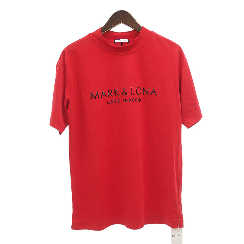 【特別価格】MARKLONA ゴルフ MERCURY MOCK NECK TOPS 3D ロゴ Tシャツ レッド メンズ46_画像1