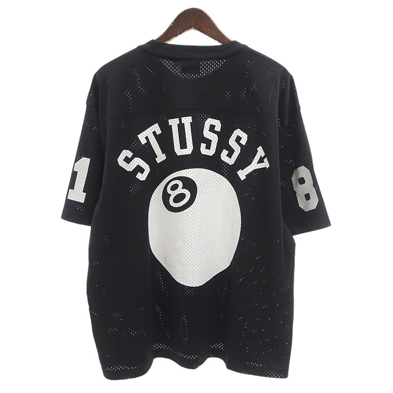 STUSSY 21SS MESH FOOTBALL JERSEY メッシュTシャツ ブラック メンズLの画像2