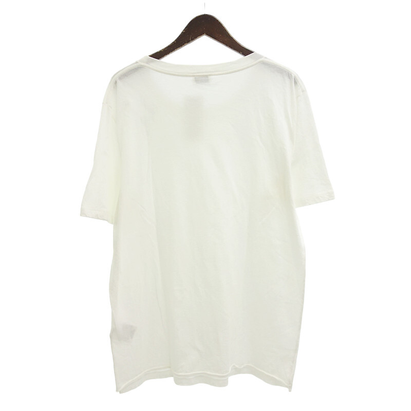 SAINT LAURENT PARIS 17AW シグネチャーロゴプリント ショートスリーブ カットソー 半袖Tシャツ ホワイト メンズLの画像2