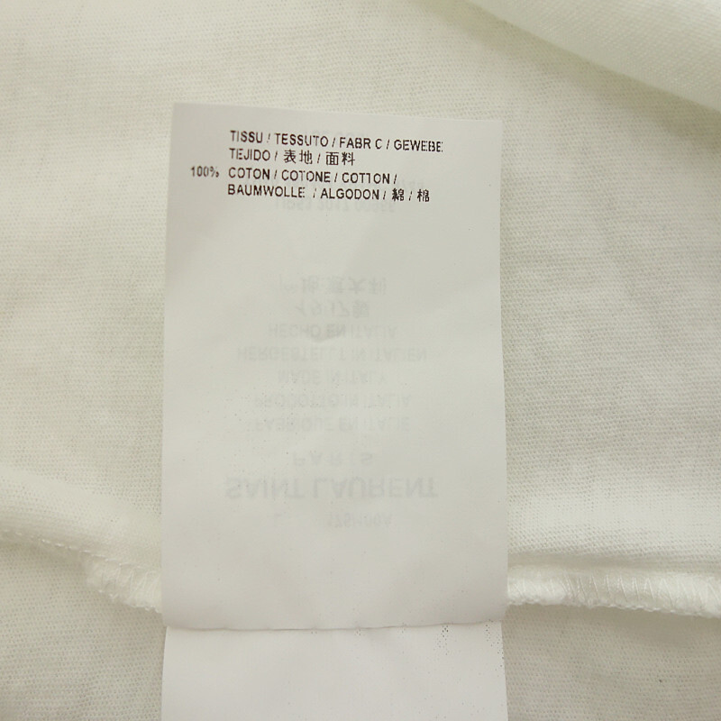 SAINT LAURENT PARIS 17AW シグネチャーロゴプリント ショートスリーブ カットソー 半袖Tシャツ ホワイト メンズLの画像4