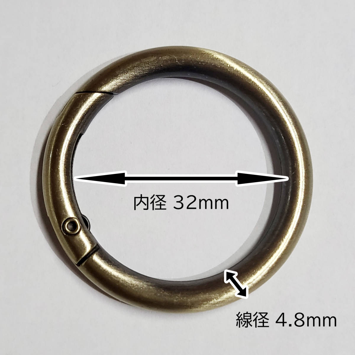 線径太めカラビナリング 32mm アンティークゴールド 5個セット_画像2