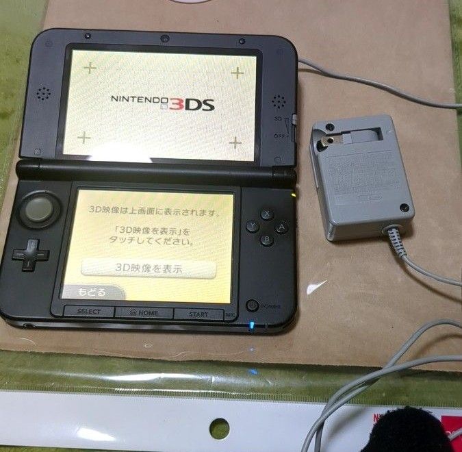 ニンテンドー3DS NINTENDO ブルー&ブラック 初期化済　充電器 本体 3dsll spr-s-jpn-c0 マリオ