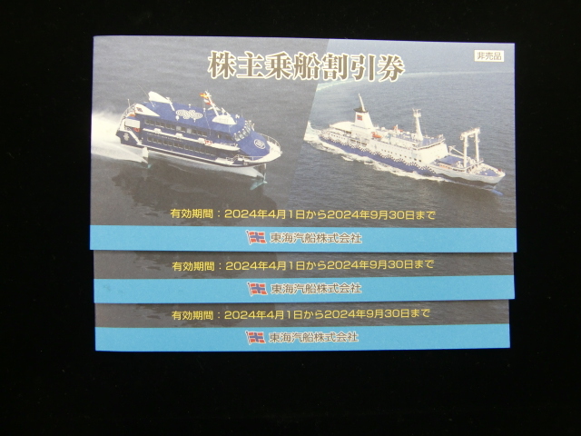 東海汽船 株主優待券 乗船割引券 冊子×3 計30枚の画像1