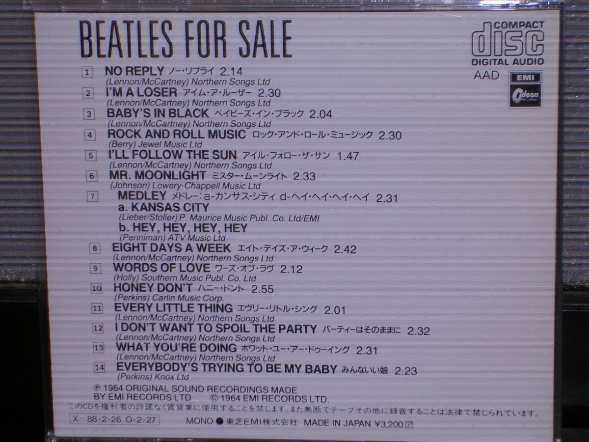 初期帯付国内盤CD THE BEATLES／ビートルズ・フォー・セール_画像3
