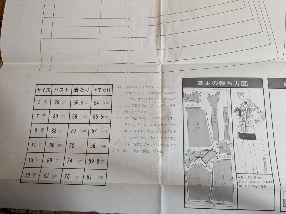 若い女性　講談社　型紙　洋裁　ハンドメイド　昭和47年3月号別冊付録　70年代　昭和レトロ　モダン　実物大型紙 