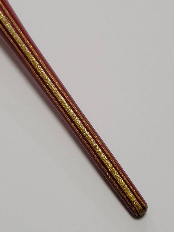 15.（赤）小豆色うるしペン軸　金色ラインで和の風合いを感じる「縦縞模様」を施した特製ラインアートオリジナル軸　urushi coating_画像8