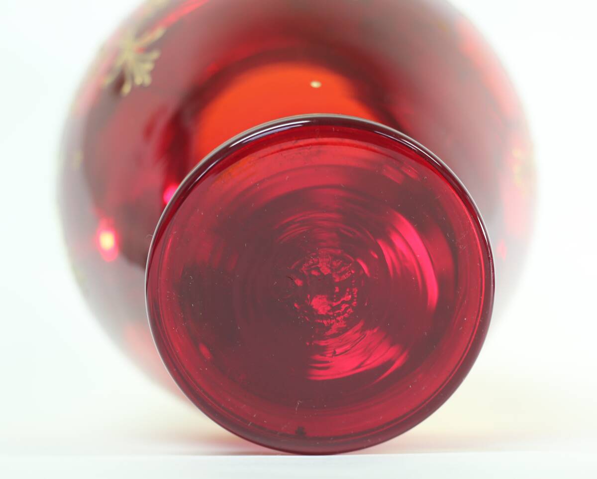 京都⑩◆MURANO ムラノ ムラーノ ベネチアンガラス 花瓶 壺 フラワーベース イタリア 製 ガラス 金彩 シール 付 インテリア 高さ約32.5cmの画像7