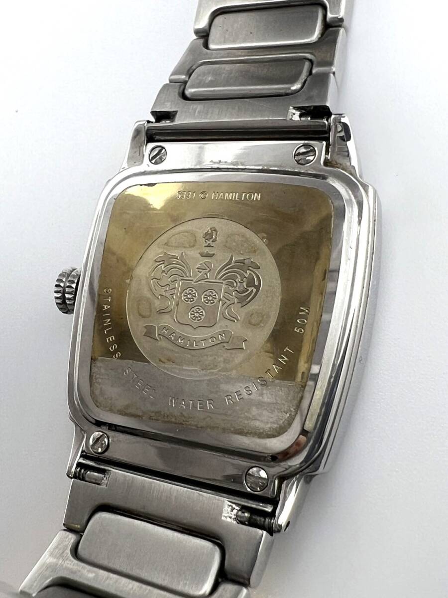 60-201872-53 HAMILTON ハミルトン エベレスト 6331 腕時計 ステンレススチール ブラック文字盤 クオーツ メンズ 稼働品の画像9